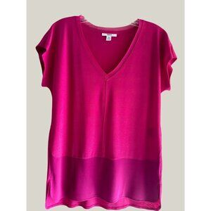 Bar III Women's Polyester Spandex Pink V-Neck Short Sleeve Top Size XS